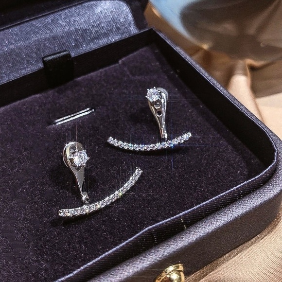 Any 2/$20! Crystal Studs w/Curved Jacket Earrings - Picture 4 of 7